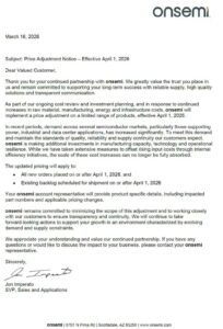 ON Semiconductor Announces Price Increases Amid...