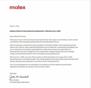 Headline：Molex Announces Global Price Hike Eff...