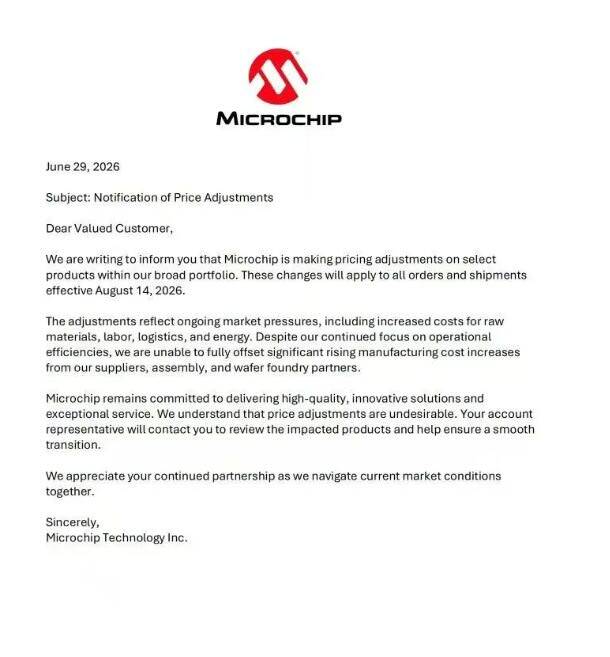 Microchip Announces Selective‑Line Price Hikes Amid Rising Production Costs and Tight Wafer Supply