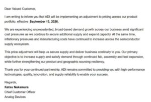 Analog Devices Announces Company-Wide Price Inc...