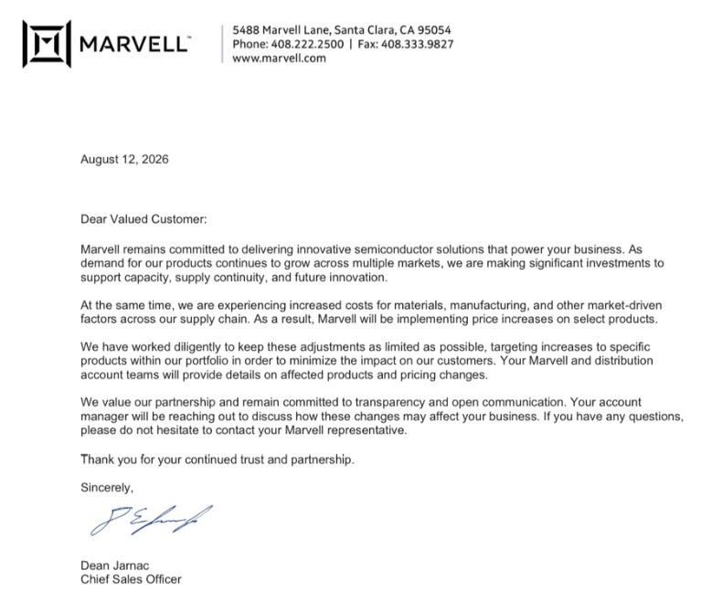 Marvell Selective Price Hike 2026 | Latest Semiconductor Component ...