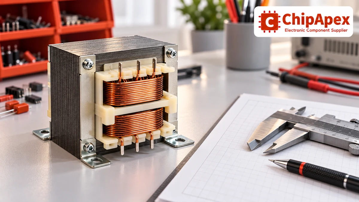 Transformer insulated bobbin and winding detail on a selection workbench