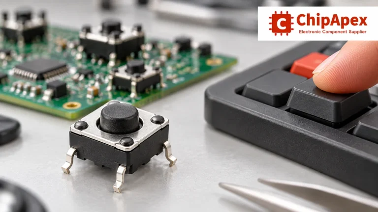Tactile pushbutton switch beside a control keypad application