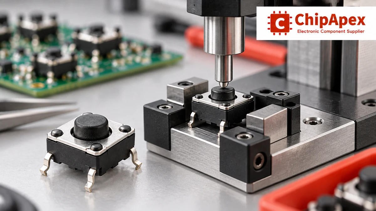 Tactile switch actuator aligned with a conceptual force-testing jig