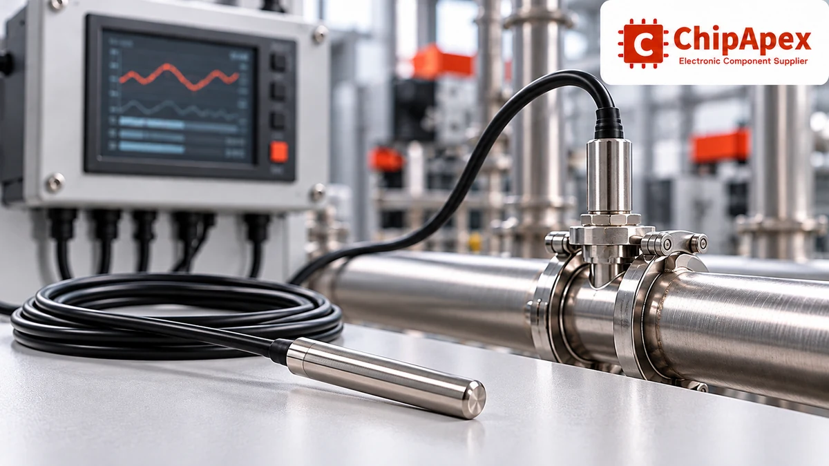Temperature probe placement on an industrial process pipe