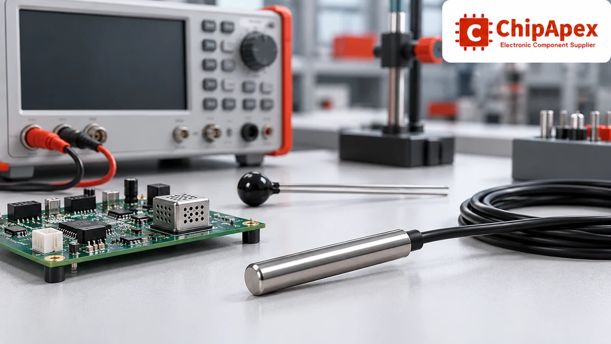 Temperature probe and reference instrument on a verification workbench