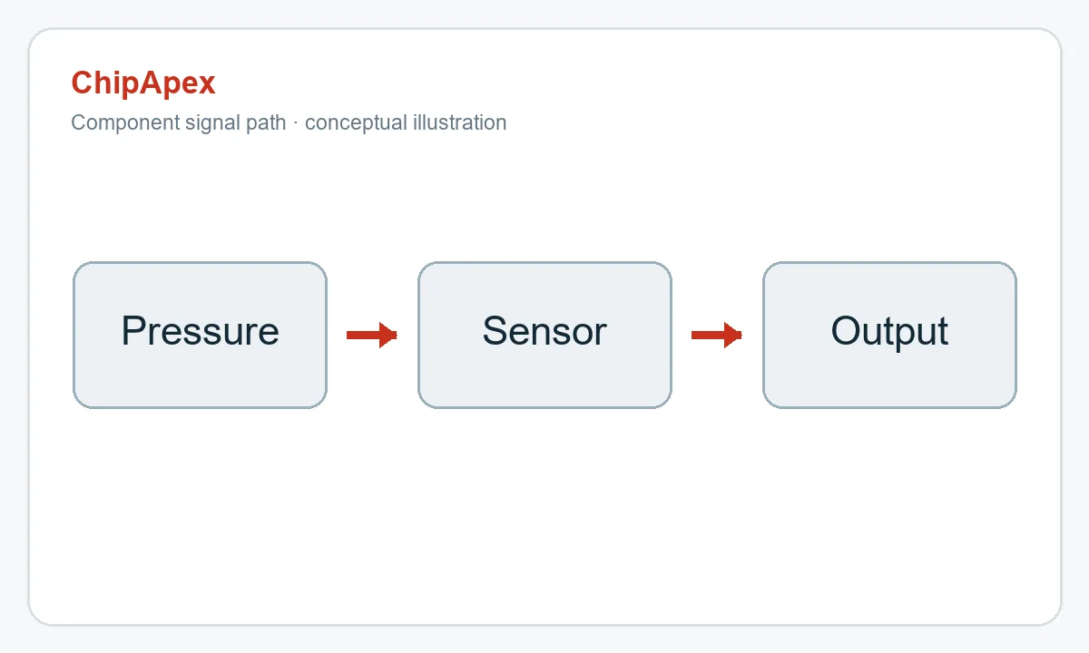 Conceptual path from pressure to sensor to electrical output