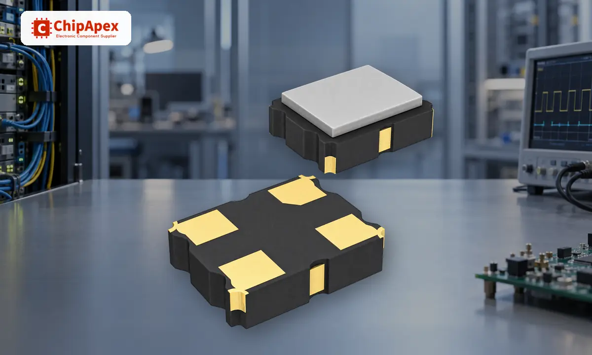 ChipApex oscillator product views Two views of oscillator packages from a ChipApex category image